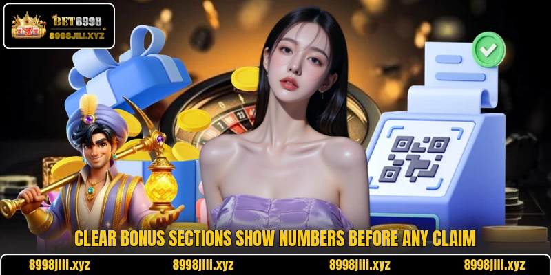 Clear bonus sections show numbers before any claim