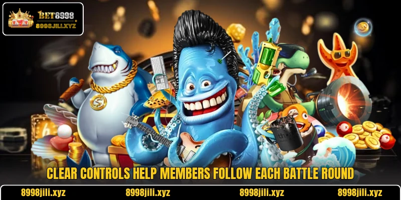 Clear controls help members follow each battle round