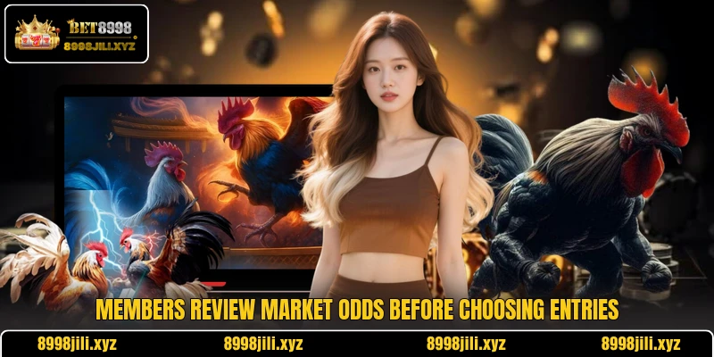 Members review market odds before choosing entries