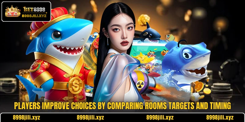Players improve choices by comparing rooms targets and timing